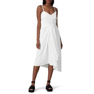 COLOVOS Women's White Tank Tie Front Sleeveless Midi Dress Size 2